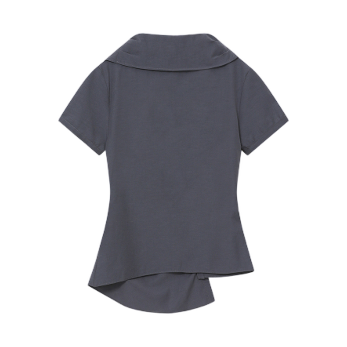 (W) 미세키서울 하이 넥 셔링 버튼 셔츠 차콜((W) Miseki Seoul High Neck Shirring Button Shirt Charcoal) - 2