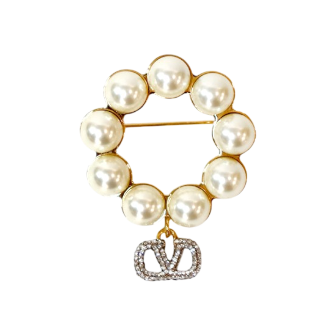 ITG98IM5RKTD Valentino Cubic Garavani Pearl Gold Brooch A-B57861