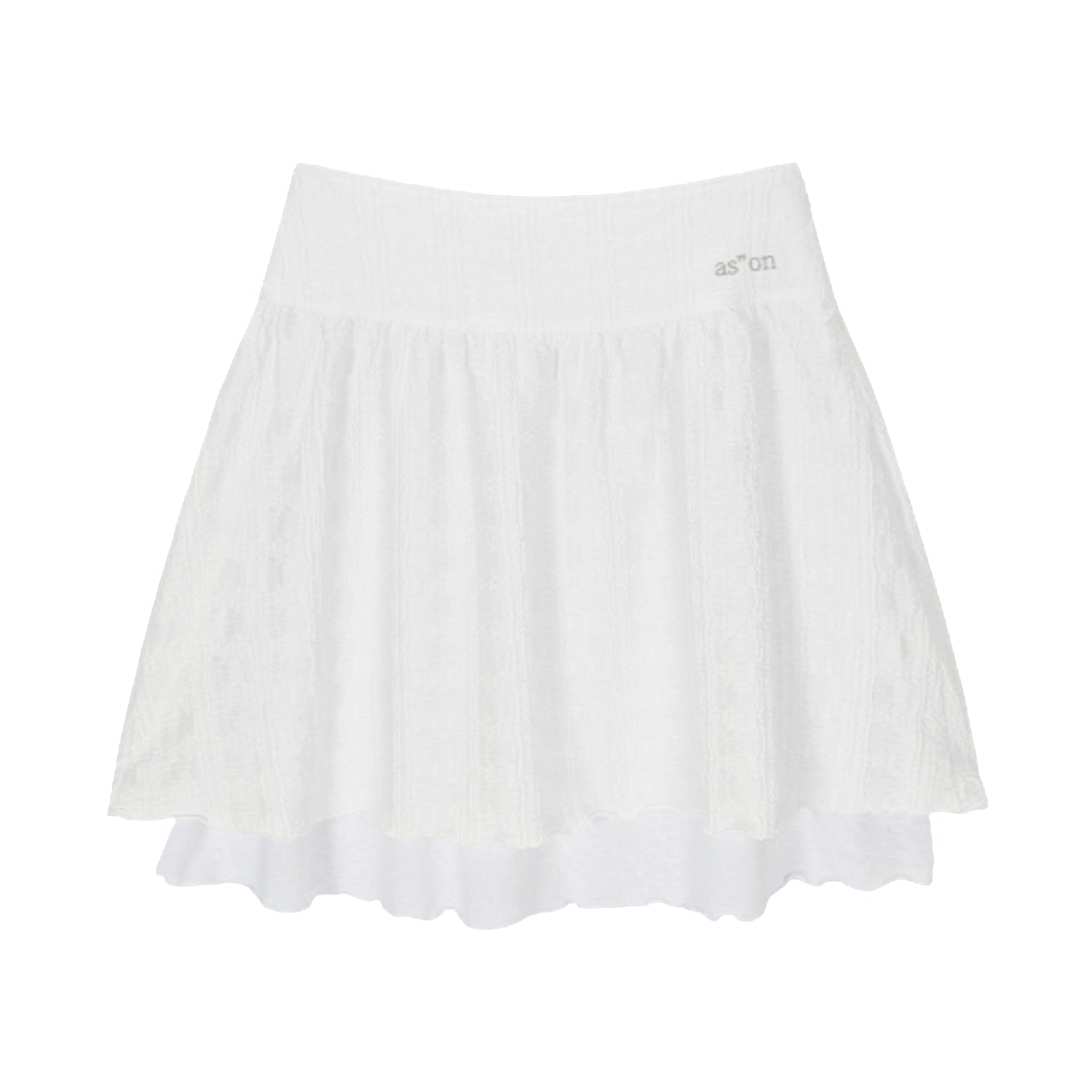 (W) 애즈온 레이시 체크 스커트 화이트((W) Ason Lacy Check Skirt White)