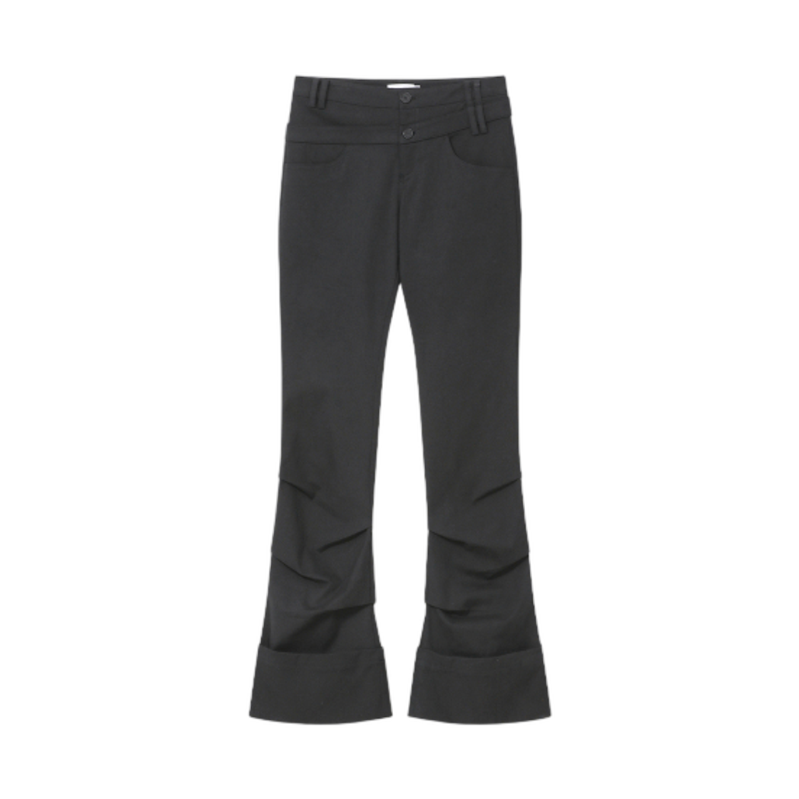 (W) 미세키서울 투 라인 레이어드 폴딩 팬츠 차콜((W) Miseki Seoul Two Line Layered Folding Pants Charcoal)