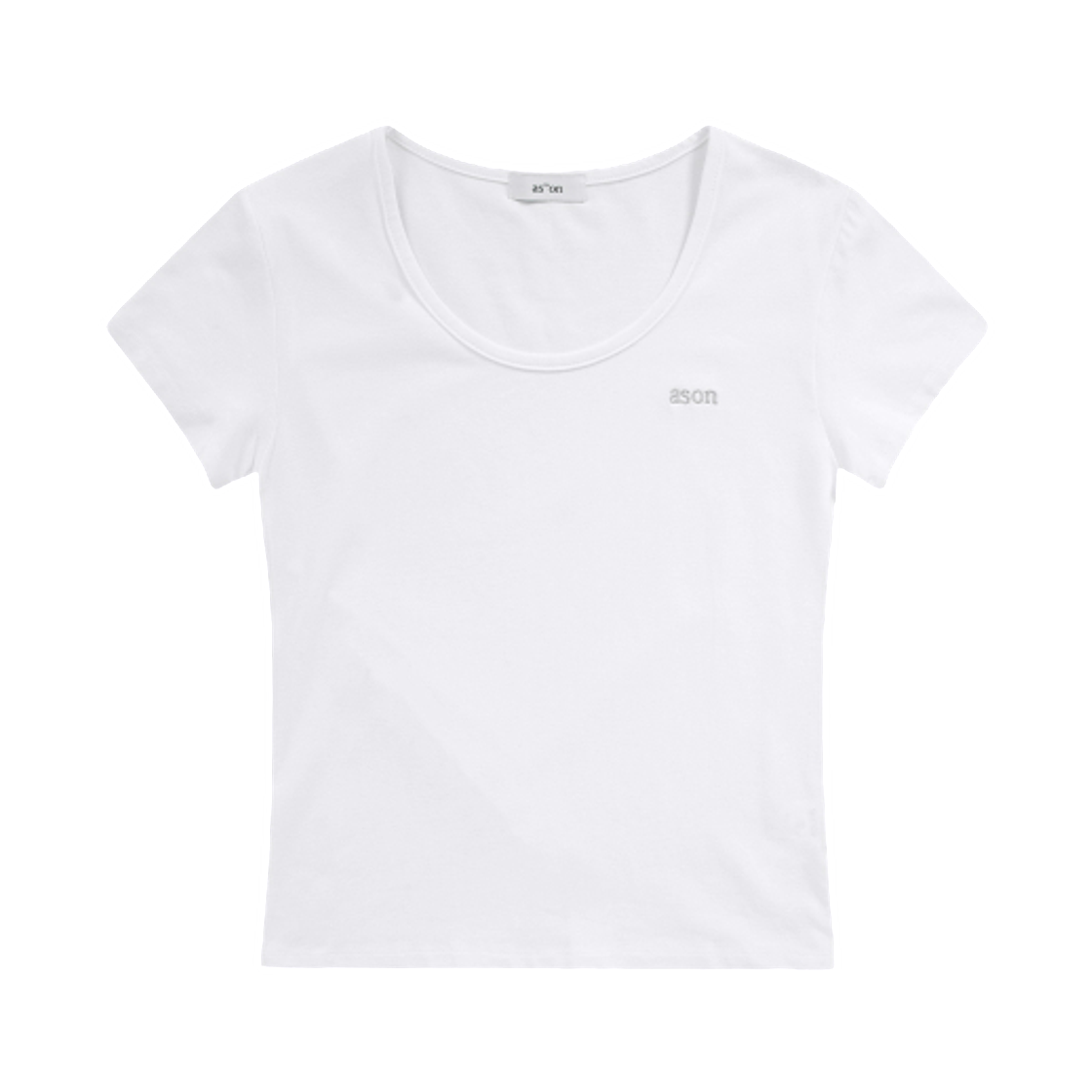 (W) 애즈온 플레인 슬림 티셔츠 화이트((W) Ason Plain Slim T-Shirt White) - 1