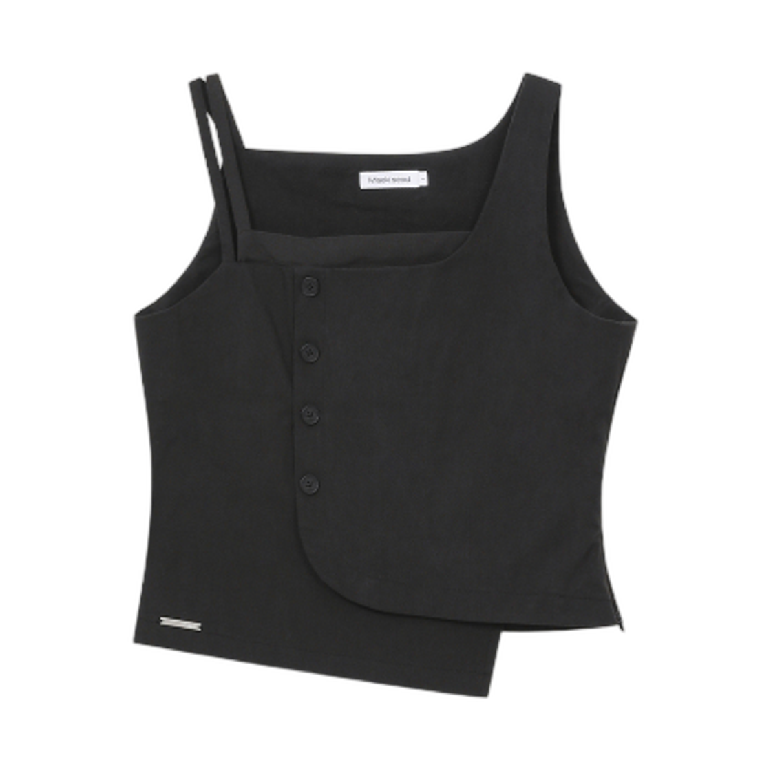 (W) 미세키서울 레이어드 버튼 슬리브리스 탑 블랙((W) Miseki Seoul Layered Button Sleeveless Top Black)