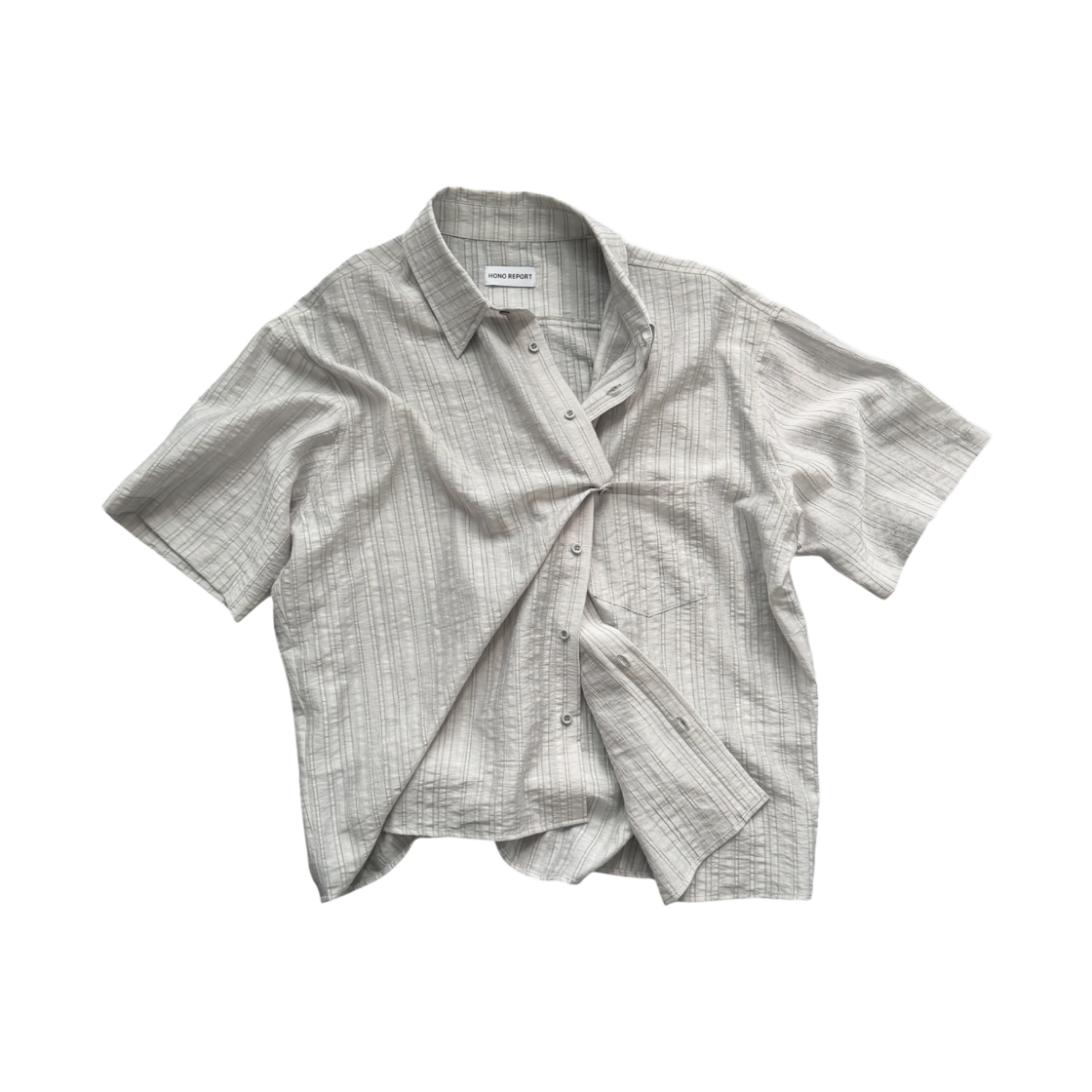 호노 리포트 텍스처 숏 슬리브 셔츠 그레이(Hono Report Textured Short Sleeve Shirt Gray)