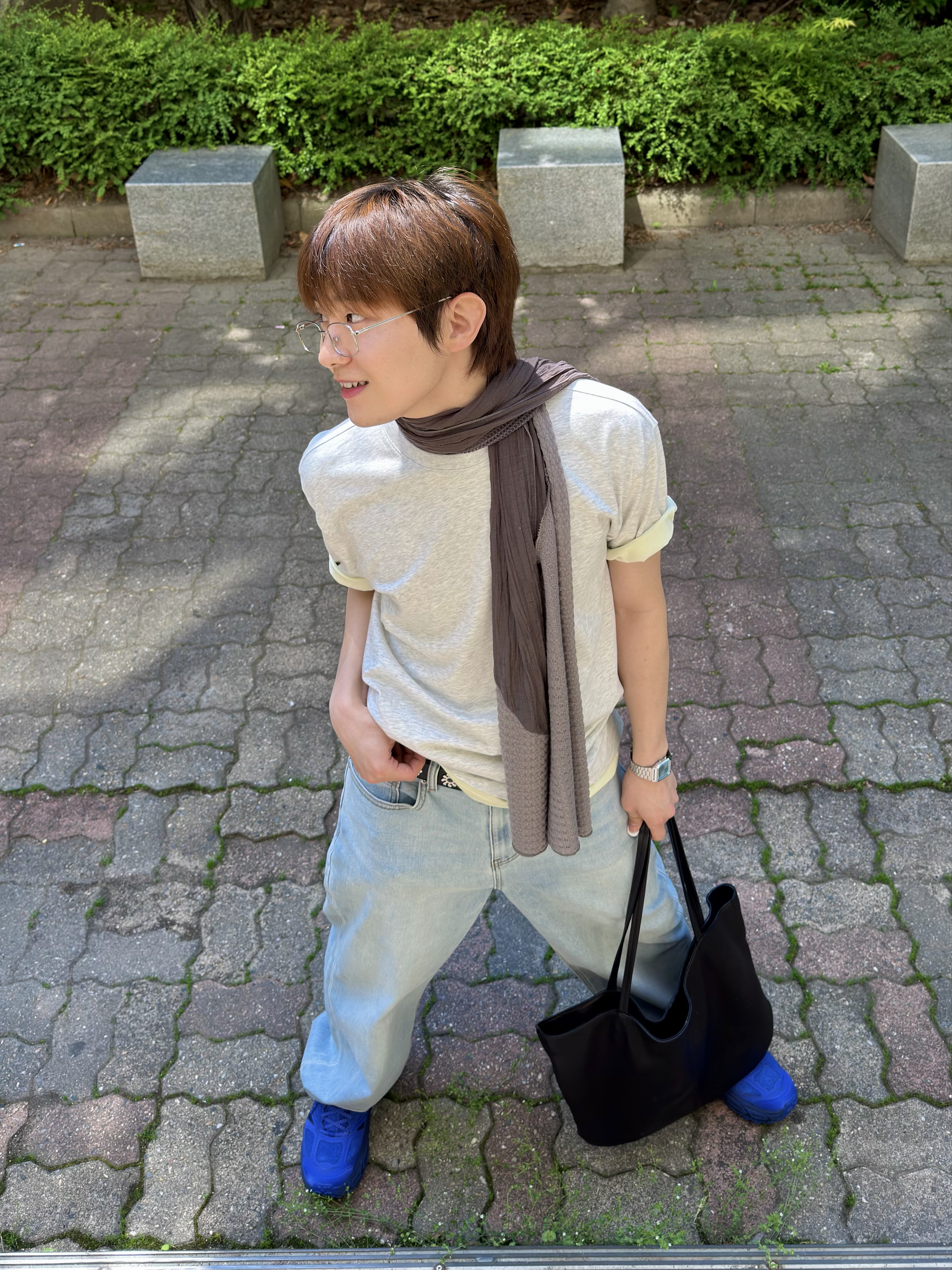Ignota Core:13 Scarification Scarf Charcoal, Hoka x Xlim Mafate Speed 2 TS Cobalt Blue 착용 스타일 - 1