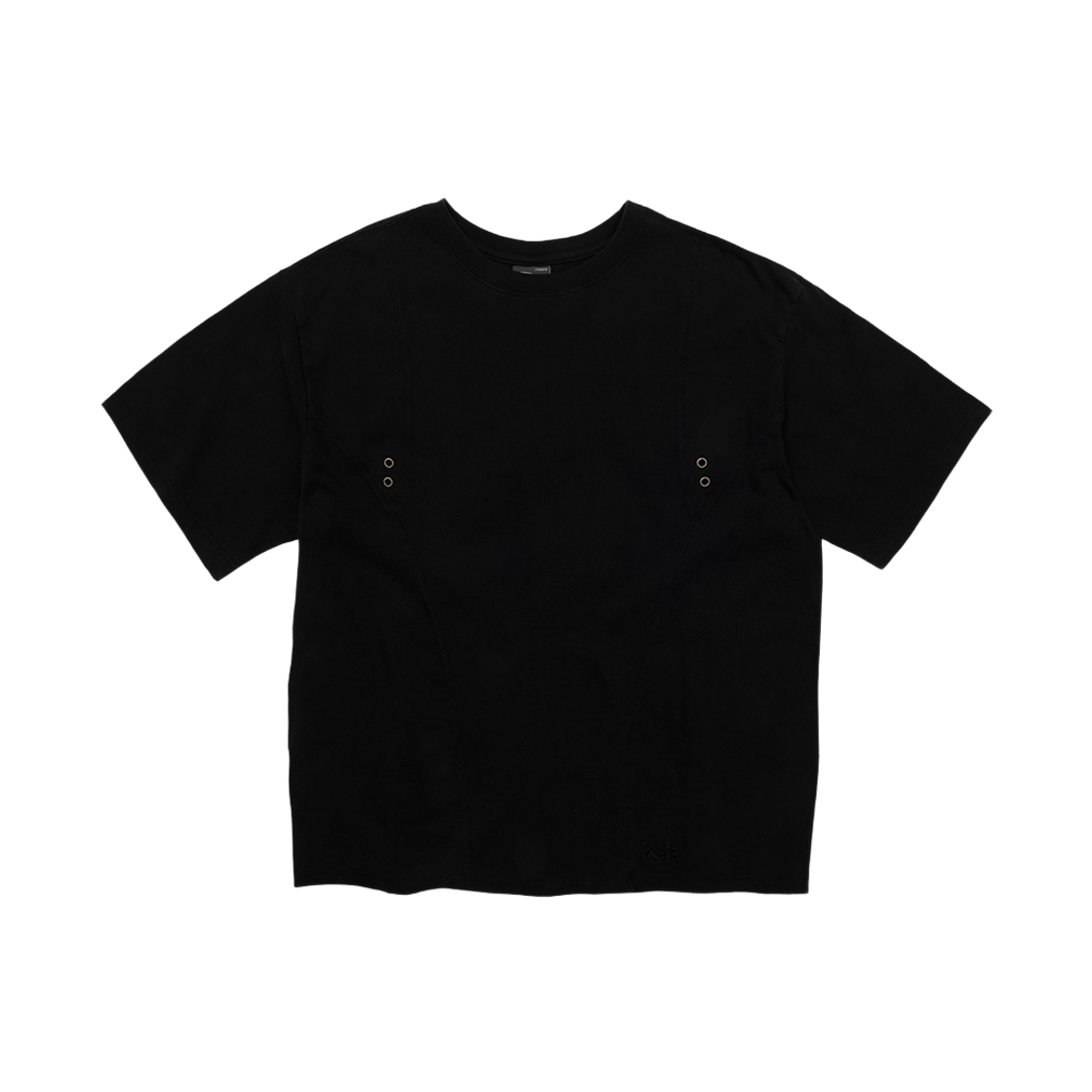 리오므 커브드 인시전 워시드 반팔티 블랙(Riomeu Curved Incision Washed Short Sleeve T-shirt Black)