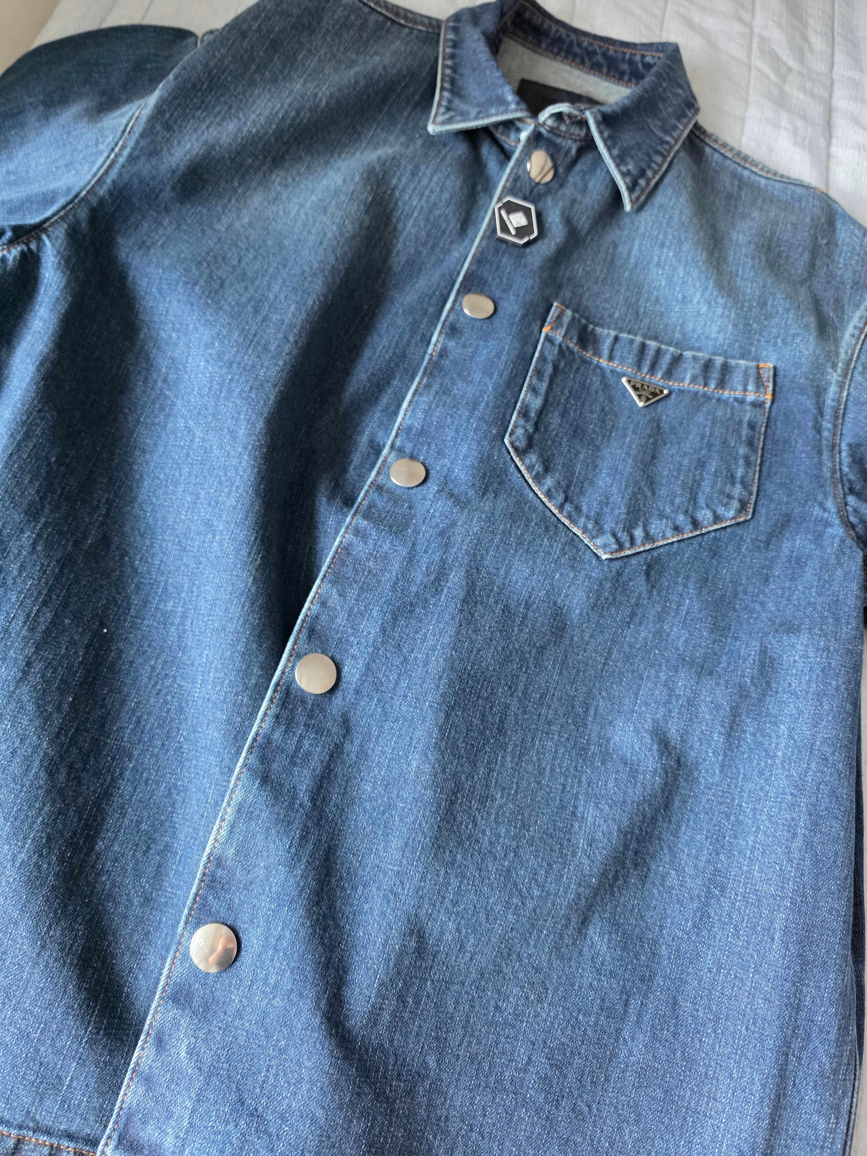 Prada Denim Shirt Navy 착용 스타일