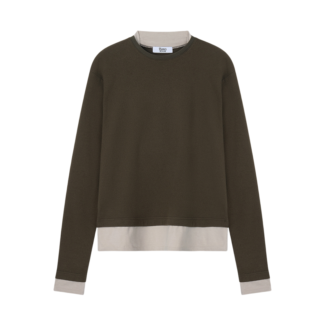 FL2518 Flawsroom Layered Long Sleeve Khaki
