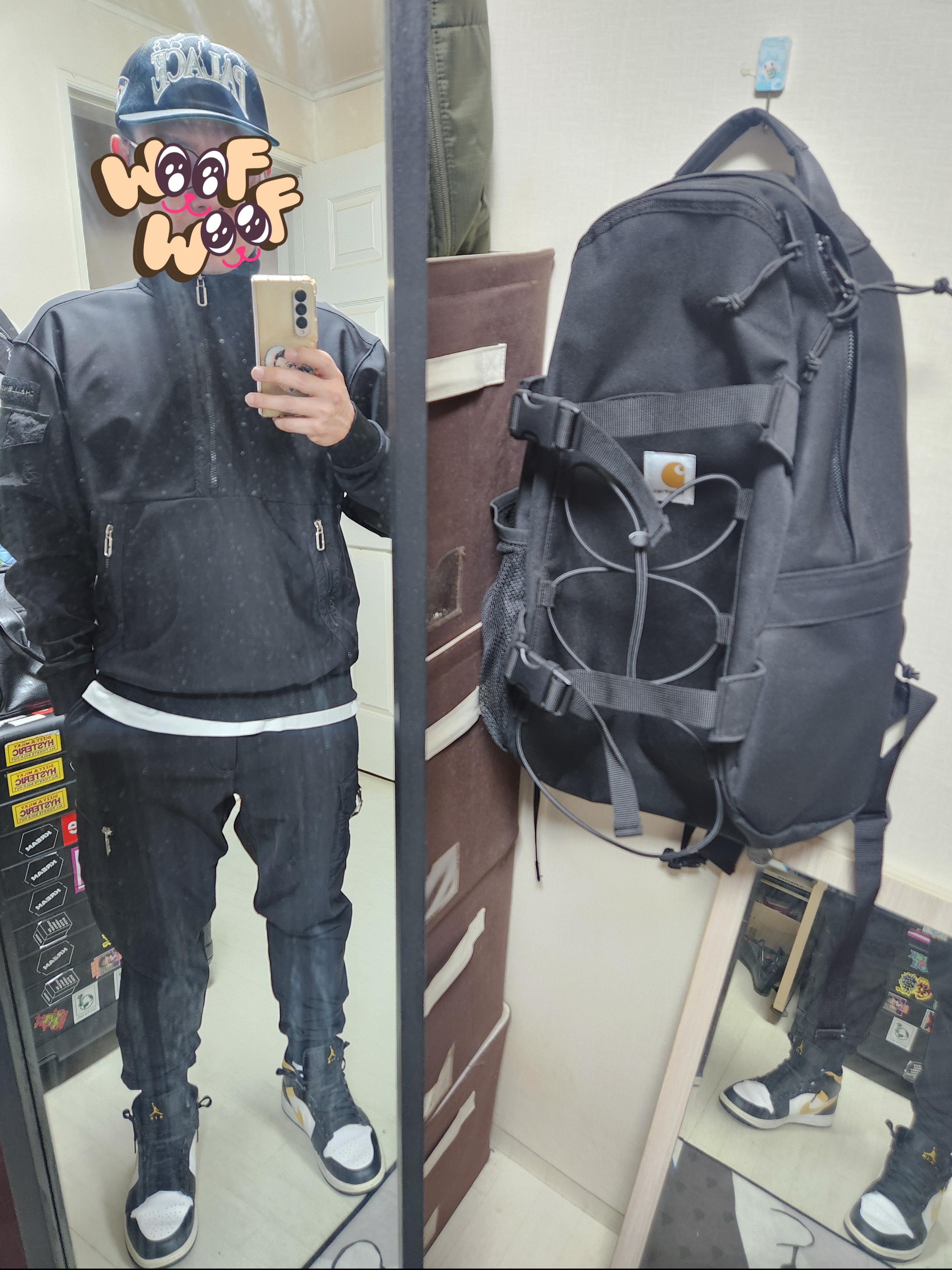 Palace Hesh Strapback Black - 23SS, Jordan 1 Mid Pollen 착용 스타일 - 1