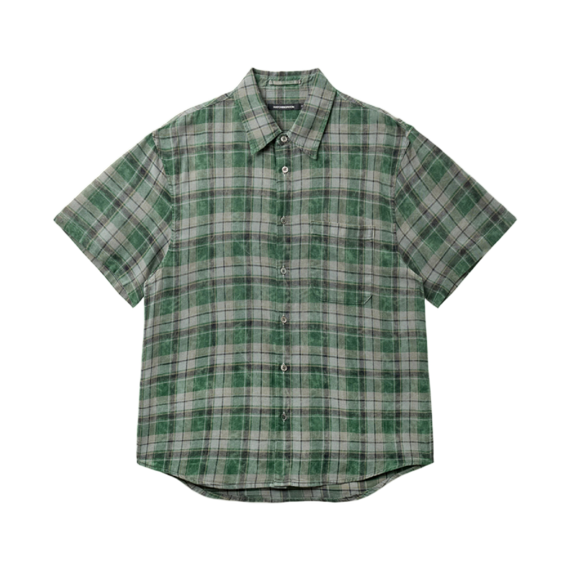 해칭룸 애로우 셔츠 오버 다이드 블리치드 체크 그린(Hatchingroom Arrow Shirt Over Dyed Bleached Check Green) - 1