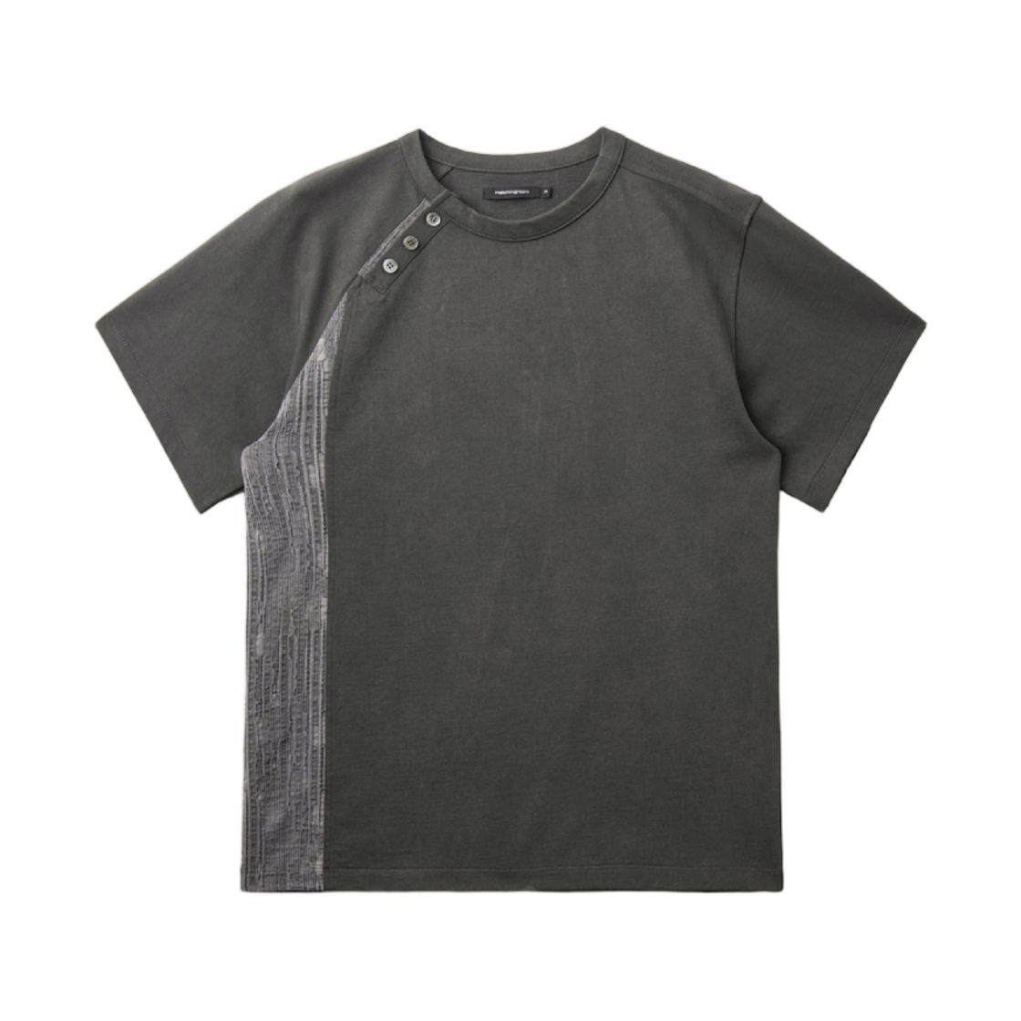 해칭룸 커브드 헨리 넥 티셔츠 차콜(Hatchingroom Curved Henley Neck T-Shirt Charcoal)