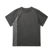 Hatchingroom Curved Henley Neck T-Shirt Charcoal