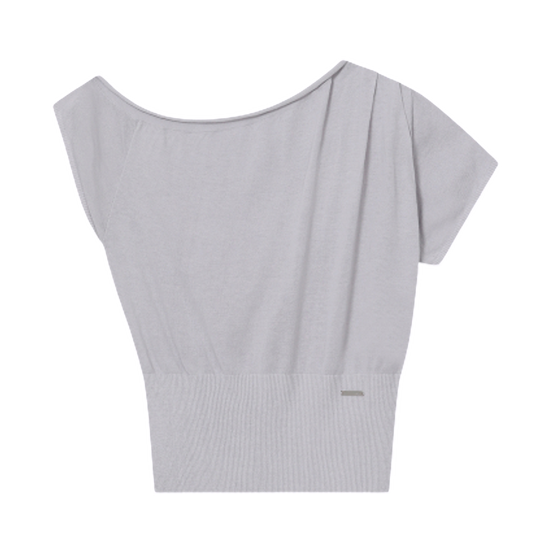 (W) 미세키서울 원 숄더 시어 니트 탑 그레이((W) Miseki Seoul One Shoulder Sheer Knit Top Grey)