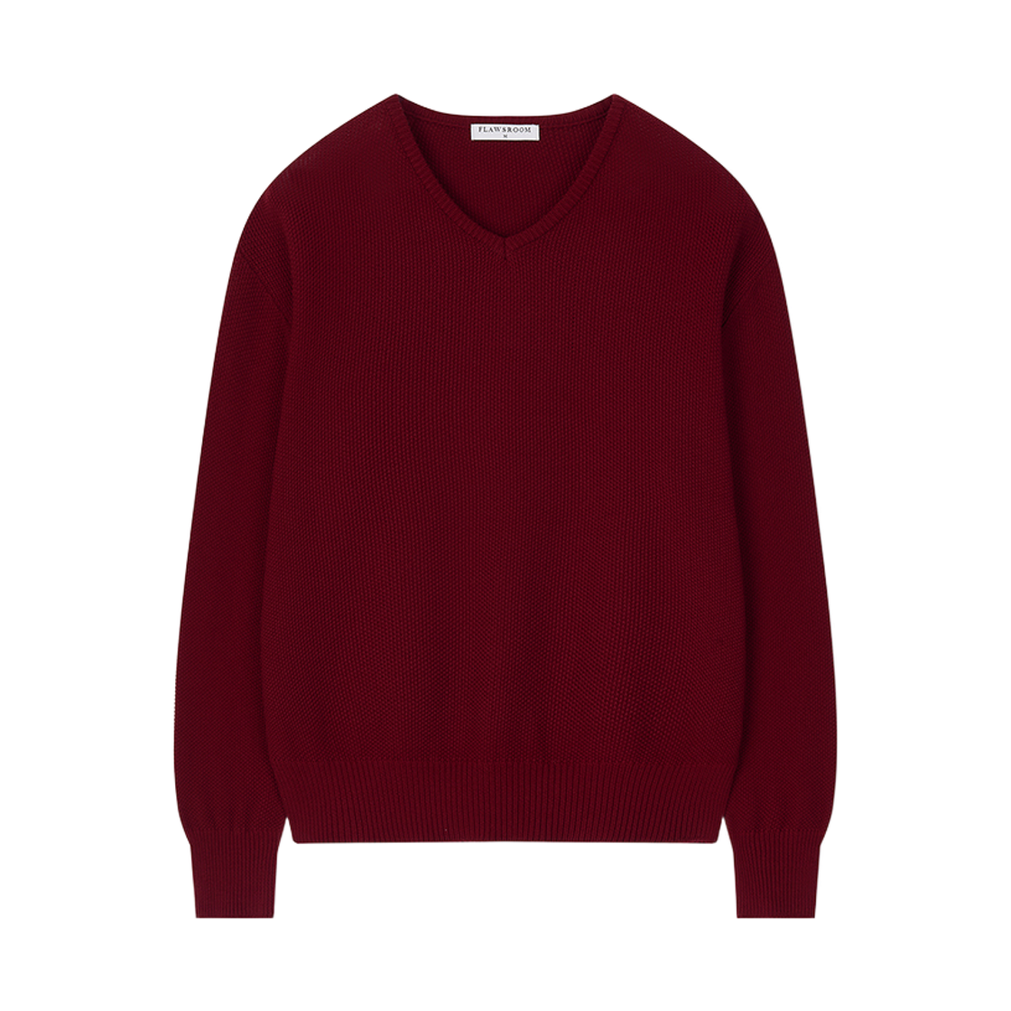 플로즈룸 와플 코튼 브이넥 버건디(Flawsroom Waffle Cotton V Neck Burgundy)
