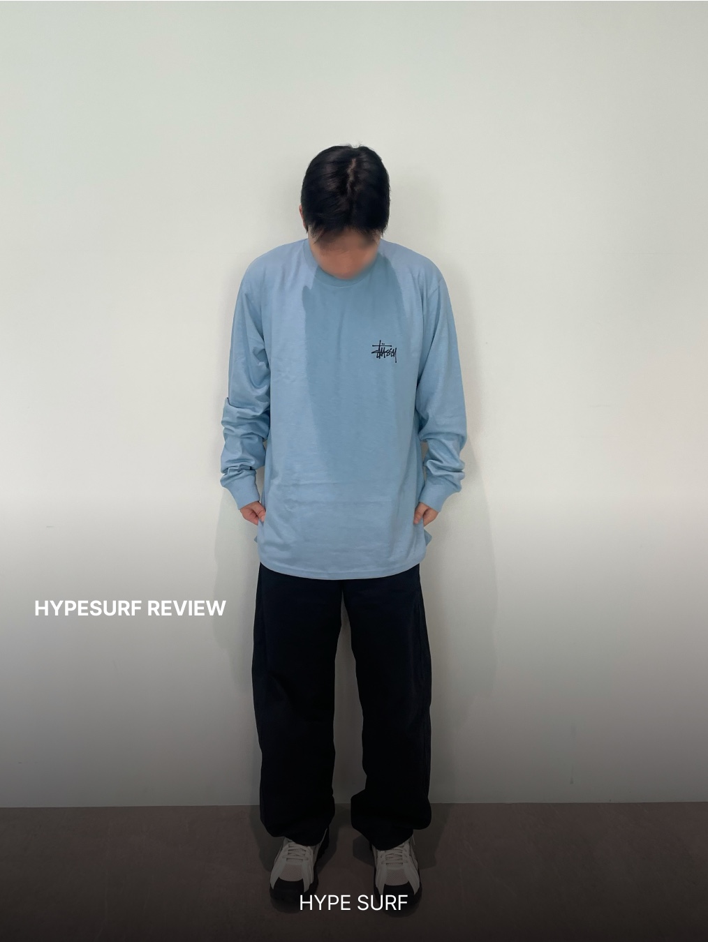 Stussy Basic Stussy LS T-Shirt Slate 착용 스타일 - 2