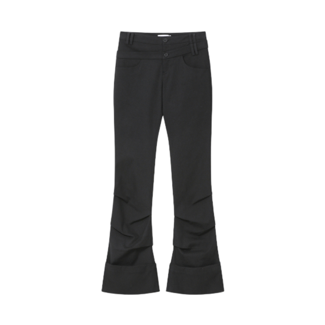 (W) 미세키서울 투 라인 레이어드 폴딩 팬츠 블랙((W) Miseki Seoul Two Line Layered Folding Pants Black)