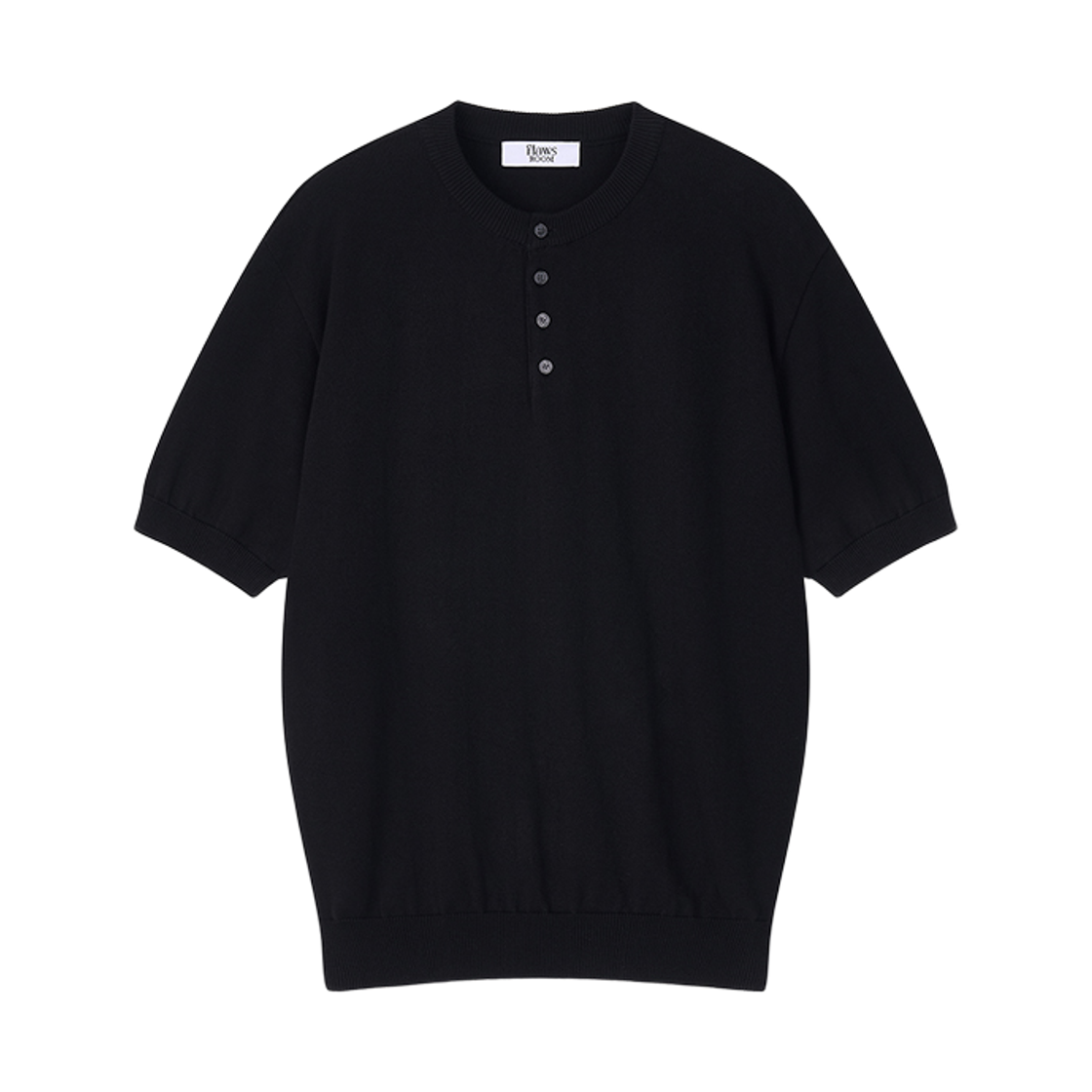 FL2505 Flawsroom Henleyneck Cotton Knit BLACK