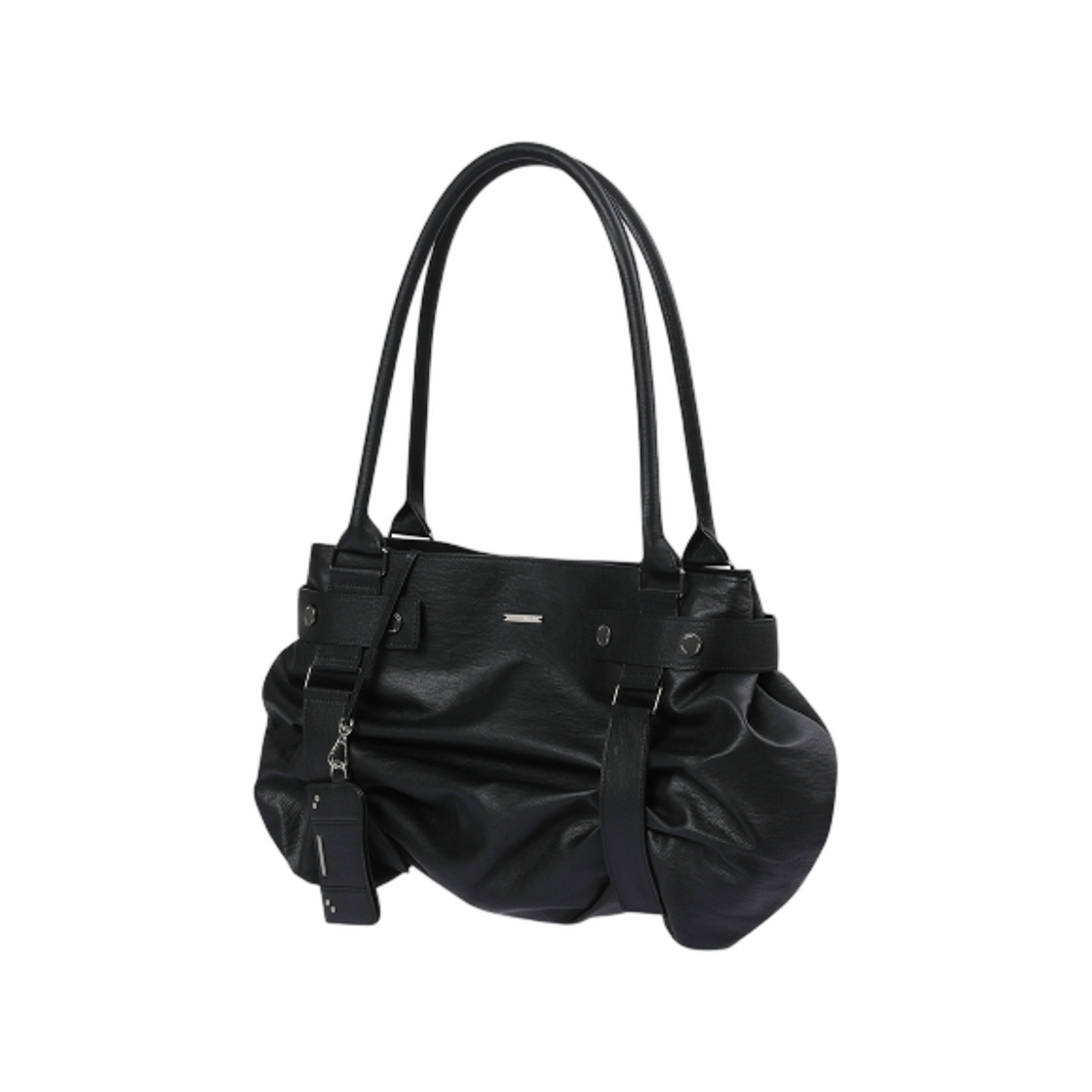 (W) 미세키서울 플리츠 벨티드 빅 백 앤 월렛 블랙((W) Miseki Seoul Pleats Belted Big Bag and Wallet Black) - 2