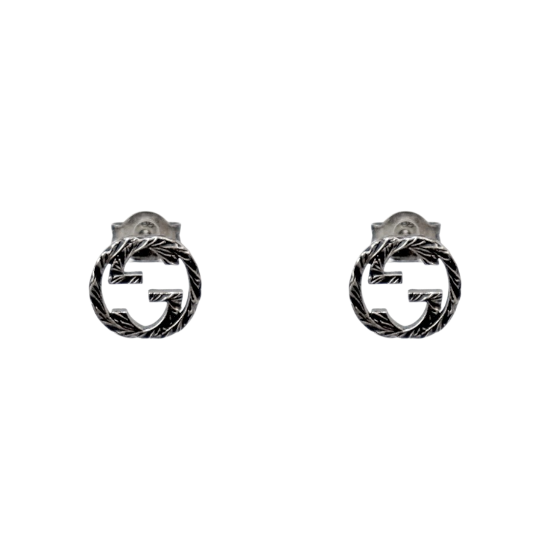 ITIEIU3UV8T6 Gucci Black Interlocking G Silver Earrings C-B51611