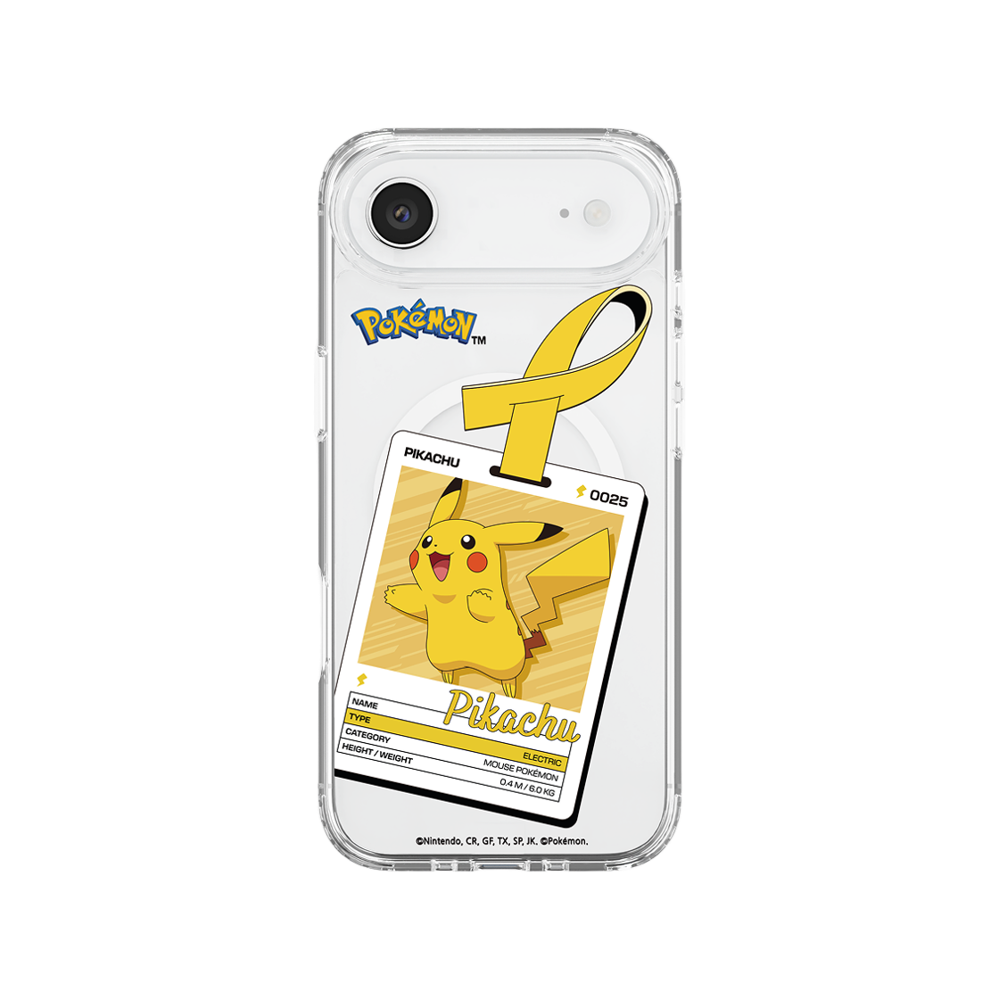 에스엘비에스 포켓몬 피카츄 네임택 클리어 마그넷 케이스 for iPhone17 Series(SLBS Pokémon Pikachu Name tag Clear Magnet Case for iPhone17 Series) - 3