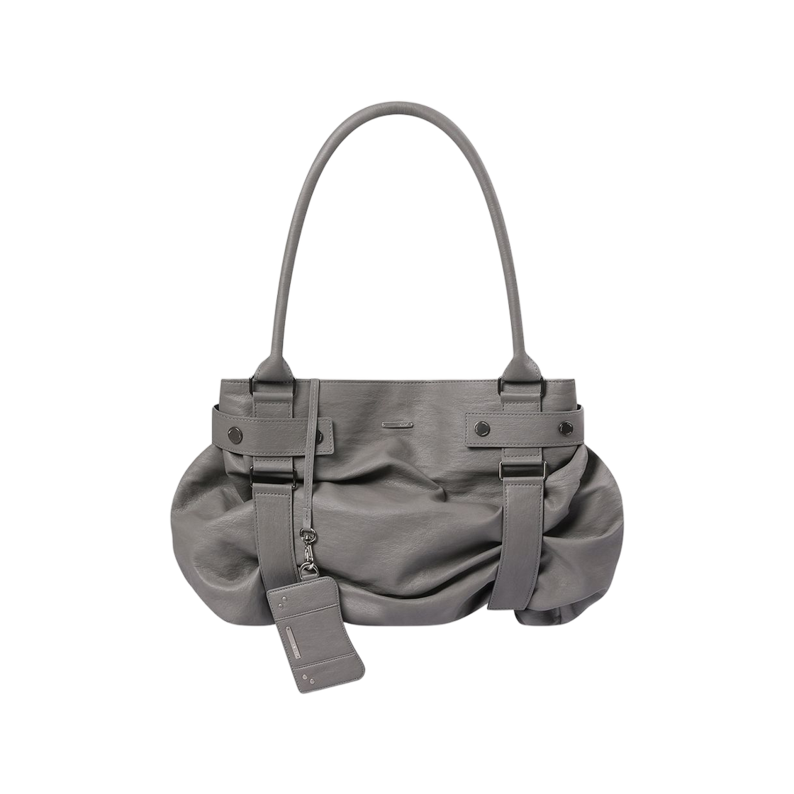 (W) 미세키서울 플리츠 벨티드 빅 백 앤 월렛 그레이((W) Miseki Seoul Pleats Belted Big Bag and Wallet Grey)