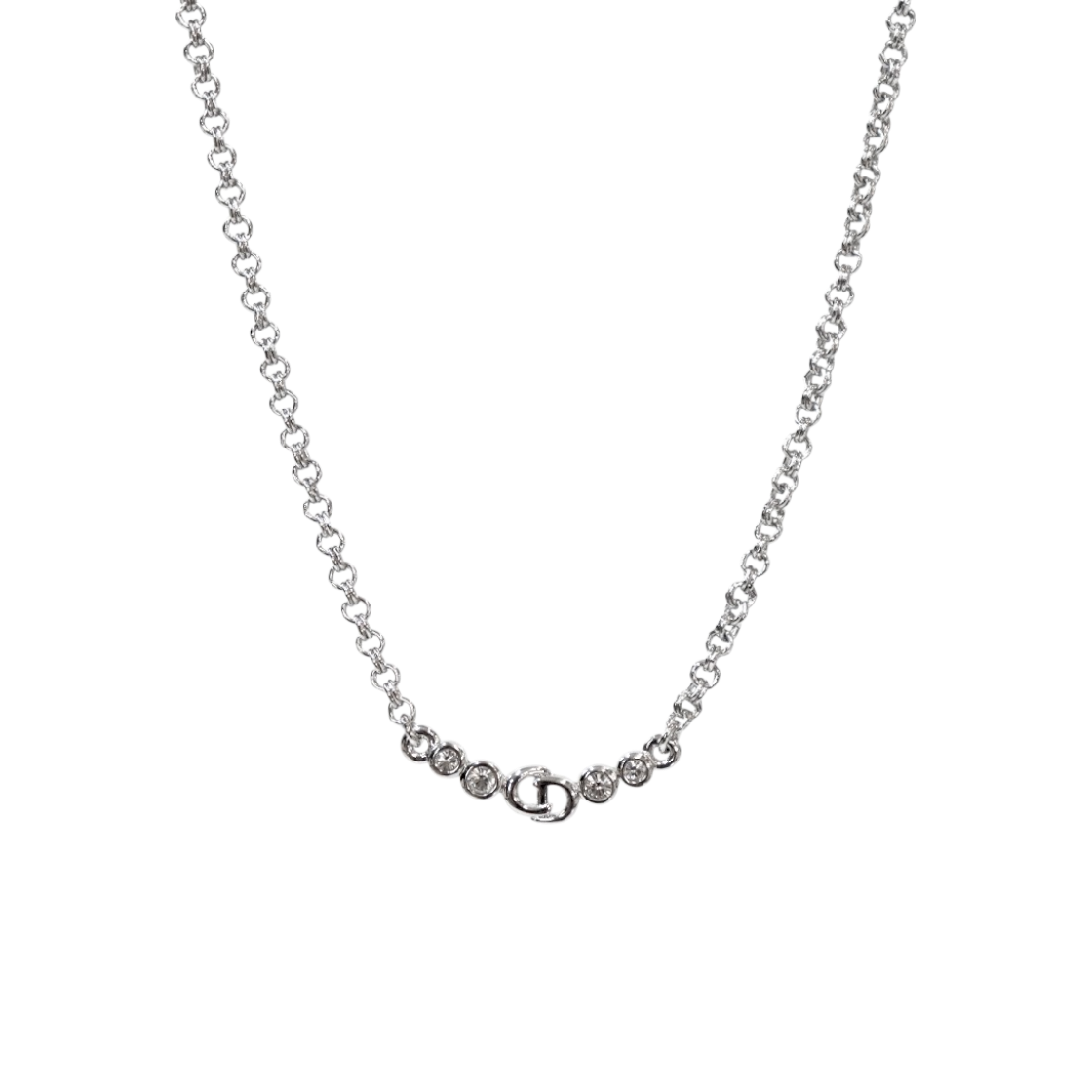 IT5TBJLOJFOJ Dior Cubic CD Silver Necklace A-B55157