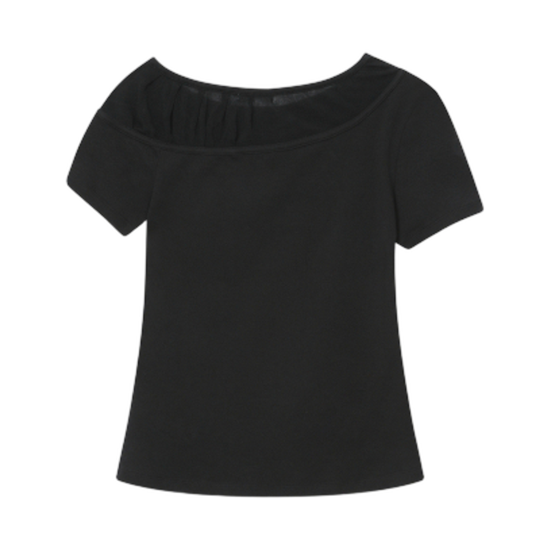 (W) 미세키서울 시어 셔링 레이어드 탑 블랙((W) Miseki Seoul Sheer Shirring Layered Top Black) - 2