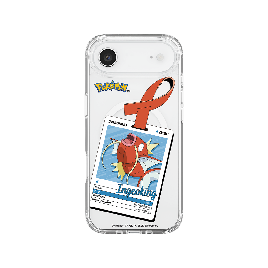 에스엘비에스 포켓몬 잉어킹 네임택 클리어 마그넷 케이스 for iPhone17 Series(SLBS Pokémon Magikarp Name tag Clear Magnet Case for iPhone17 Series) - 3