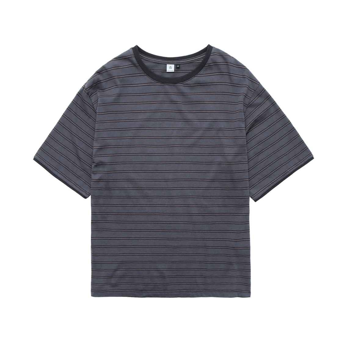 폴리테루 루즈드 스트라이프 티셔츠 퍼플 그레이(Polyteru Loosed Striped T-Shirt Purple Gray)