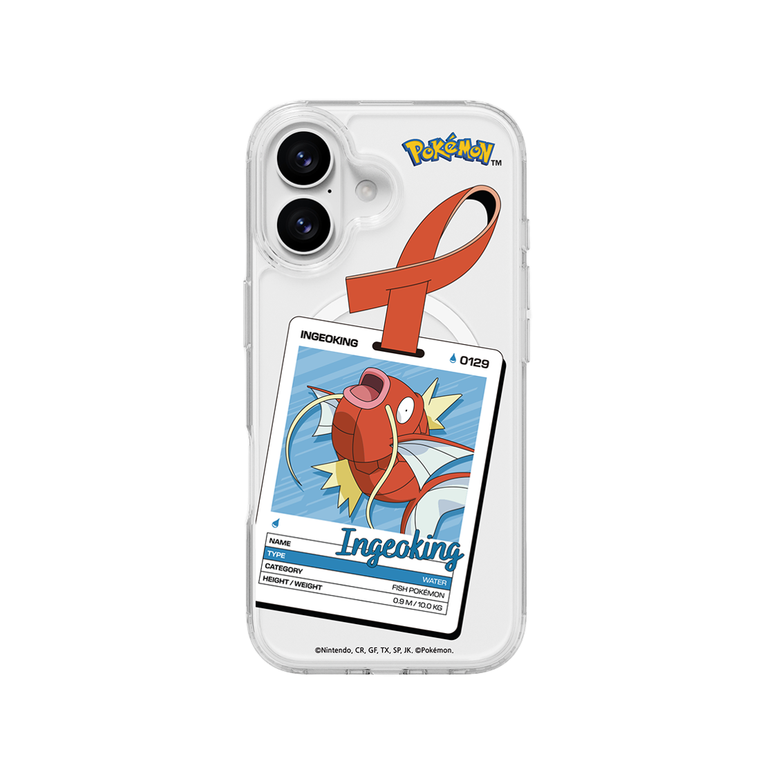 에스엘비에스 포켓몬 잉어킹 네임택 클리어 마그넷 케이스 for iPhone17 Series(SLBS Pokémon Magikarp Name tag Clear Magnet Case for iPhone17 Series) - 2
