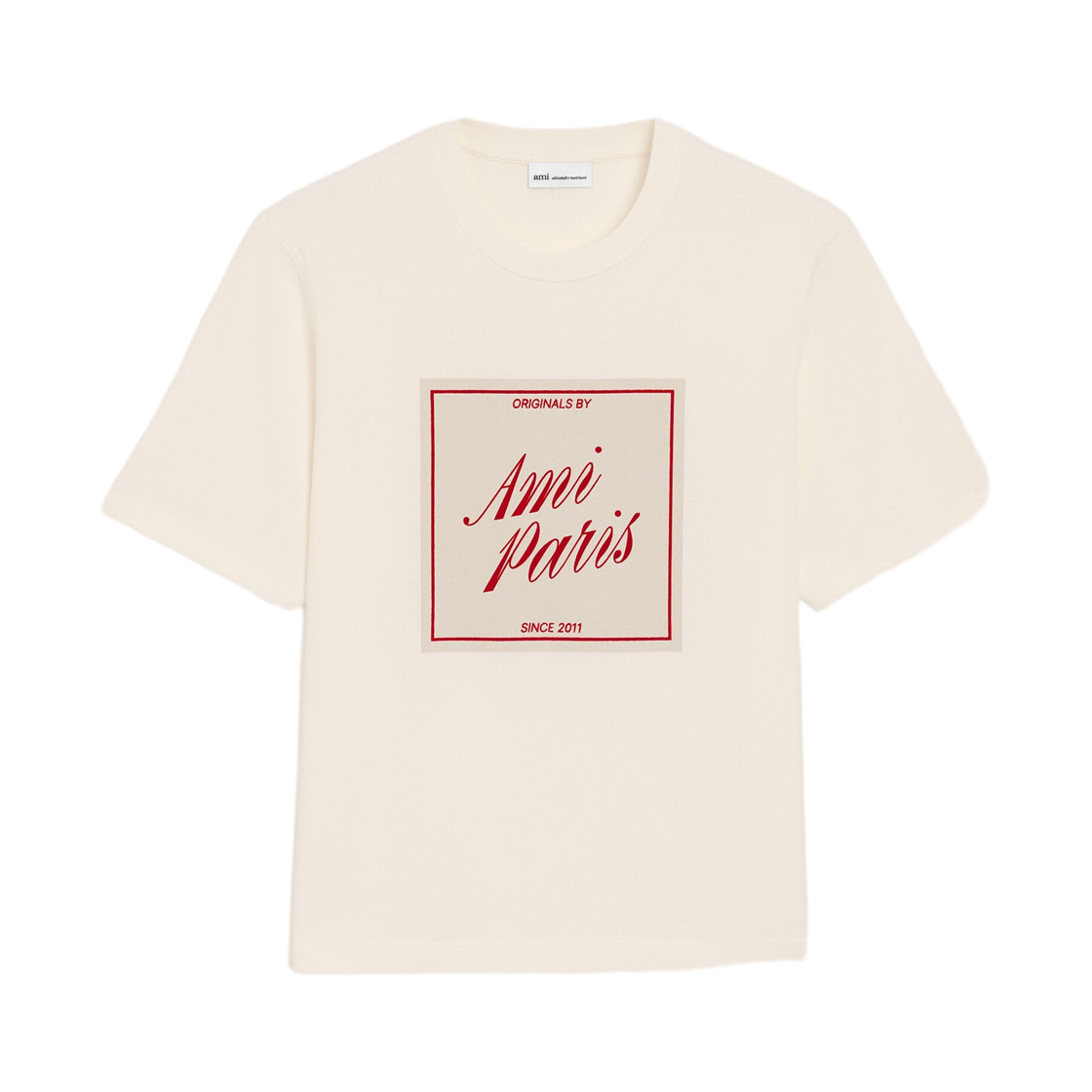 UTS385-726-136 Ami Heritage Print T-Shirt White Cream