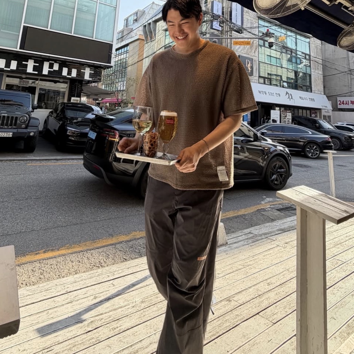 Satisfy FuzzFleece AD T-Shirt Falcon 착용 스타일