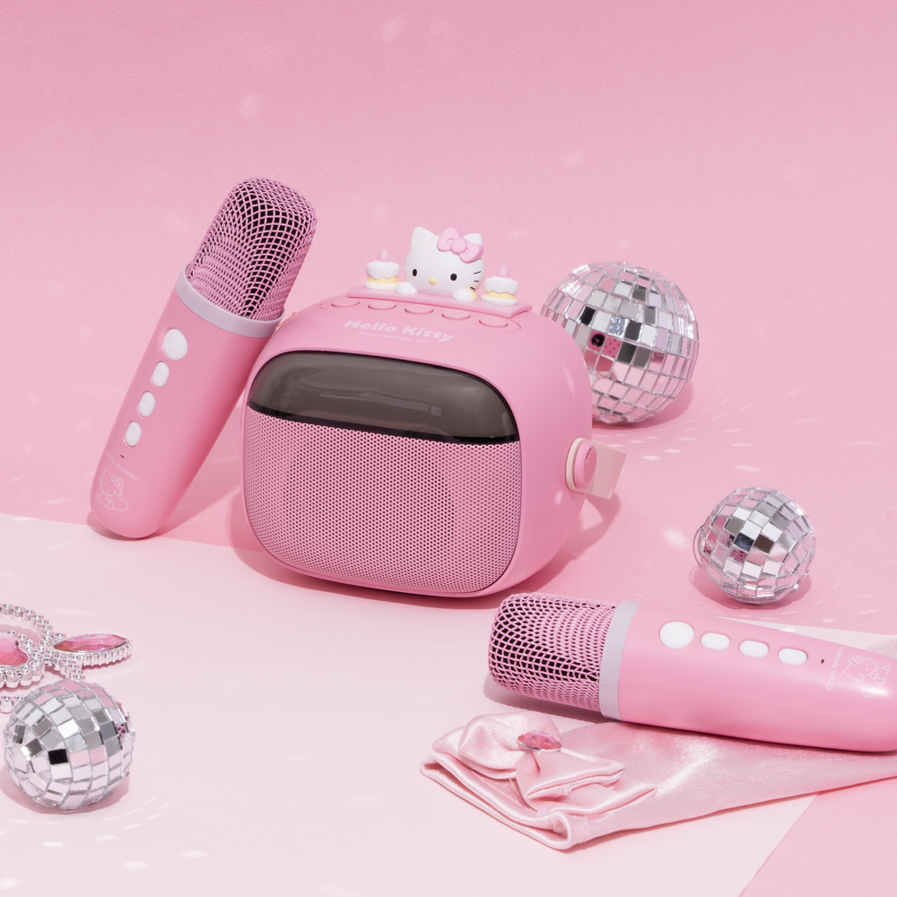 로이체 산리오 LED 무선 미니 블루투스 스피커 + 매직보이스 듀엣 마이크 2p 세트 헬로키티(Royche Sanrio Hello Kitty LED Wireless Mini Bluetooth Speaker + Magic Voice Duet Microphone 2P Set) - 2