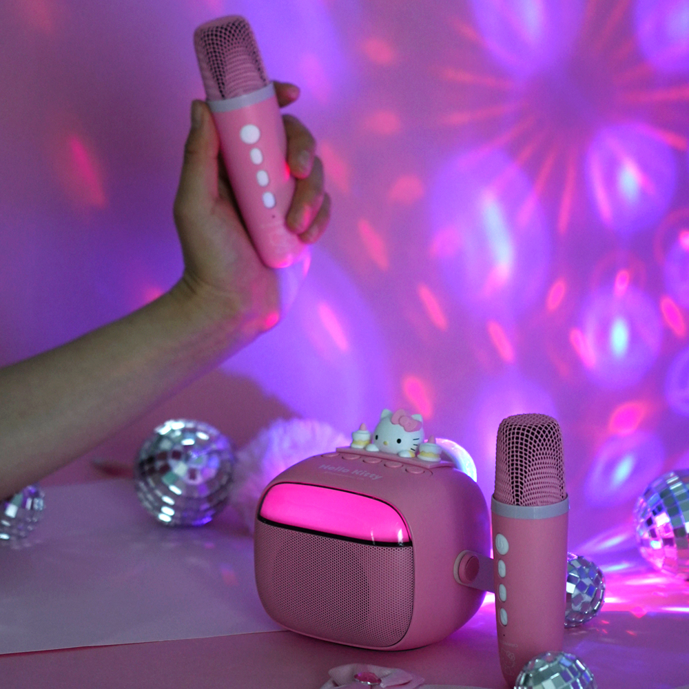 로이체 산리오 LED 무선 미니 블루투스 스피커 + 매직보이스 듀엣 마이크 2p 세트 헬로키티(Royche Sanrio Hello Kitty LED Wireless Mini Bluetooth Speaker + Magic Voice Duet Microphone 2P Set) - 3