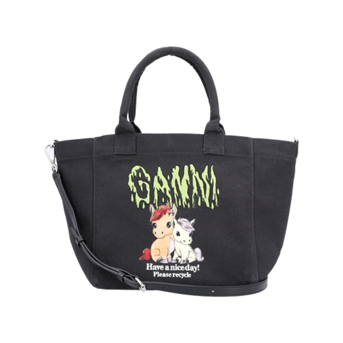 가니 스몰 이지 포니 프린티드 쇼퍼 팬텀(Ganni Small Easy Pony Printed Shopper Phantom)