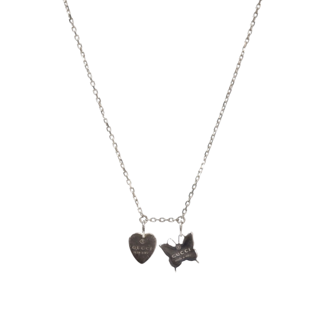 IT89LA93QLB2 Gucci Heart Butterfly Silver Necklace A-B57999
