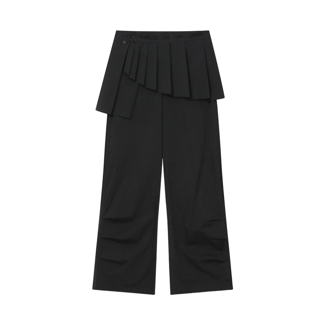 (W) 미세키서울 스파이럴 플리츠 스커트 팬츠 세트 블랙((W) Miseki Seoul Spiral Pleats Skirt Pants Set Black)