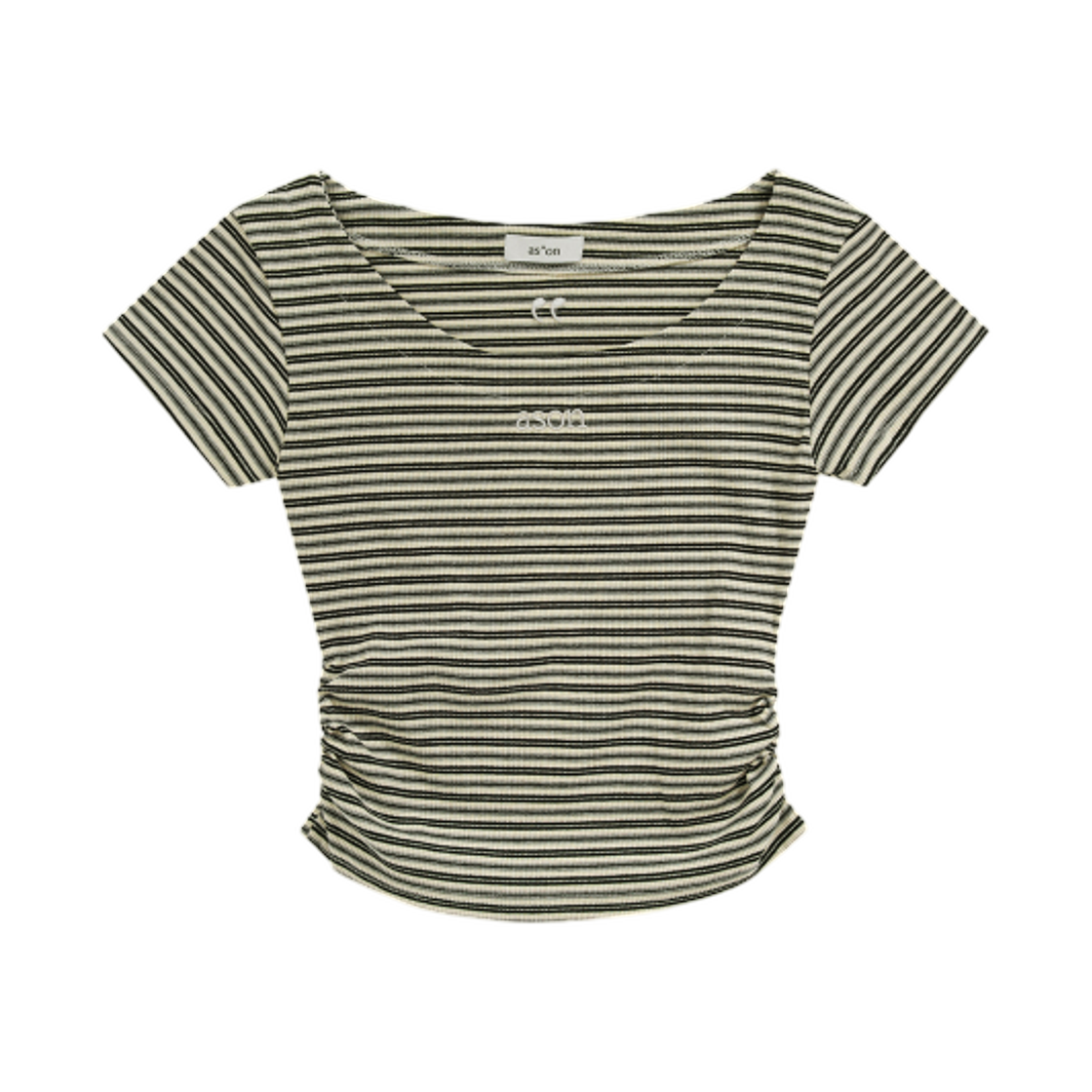 (W) 애즈온 레일 스트라이프 티셔츠 아이보리((W) Ason Rail Stripe T-Shirt Ivory)