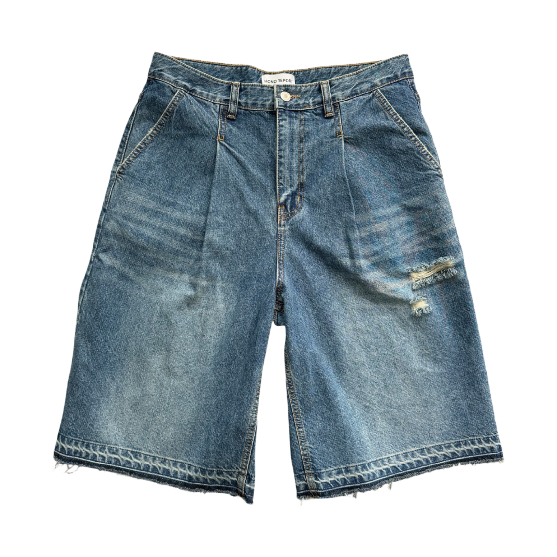 호노 리포트 빈티지 데님 버뮤다 팬츠 블루(Hono Report Vintage Denim Bermuda Pants Blue)