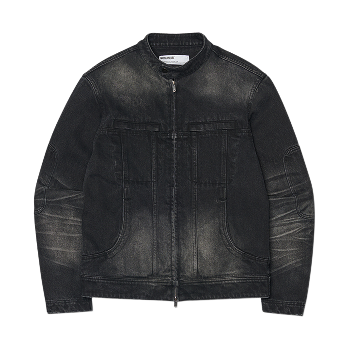 노매뉴얼 워시드 데님 라이더 자켓 워시드 블랙(NOMANUAL Washed Denim Rider Jacket Washed Black)