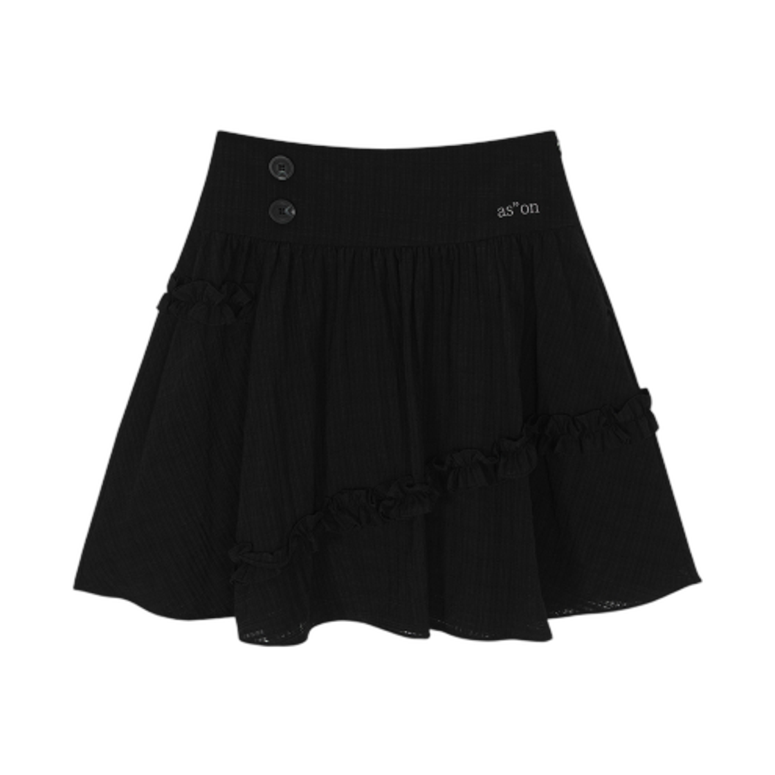 (W) 애즈온 베리 프릴 스커트 블랙((W) Ason Berry Frill Skirt Black) - 1