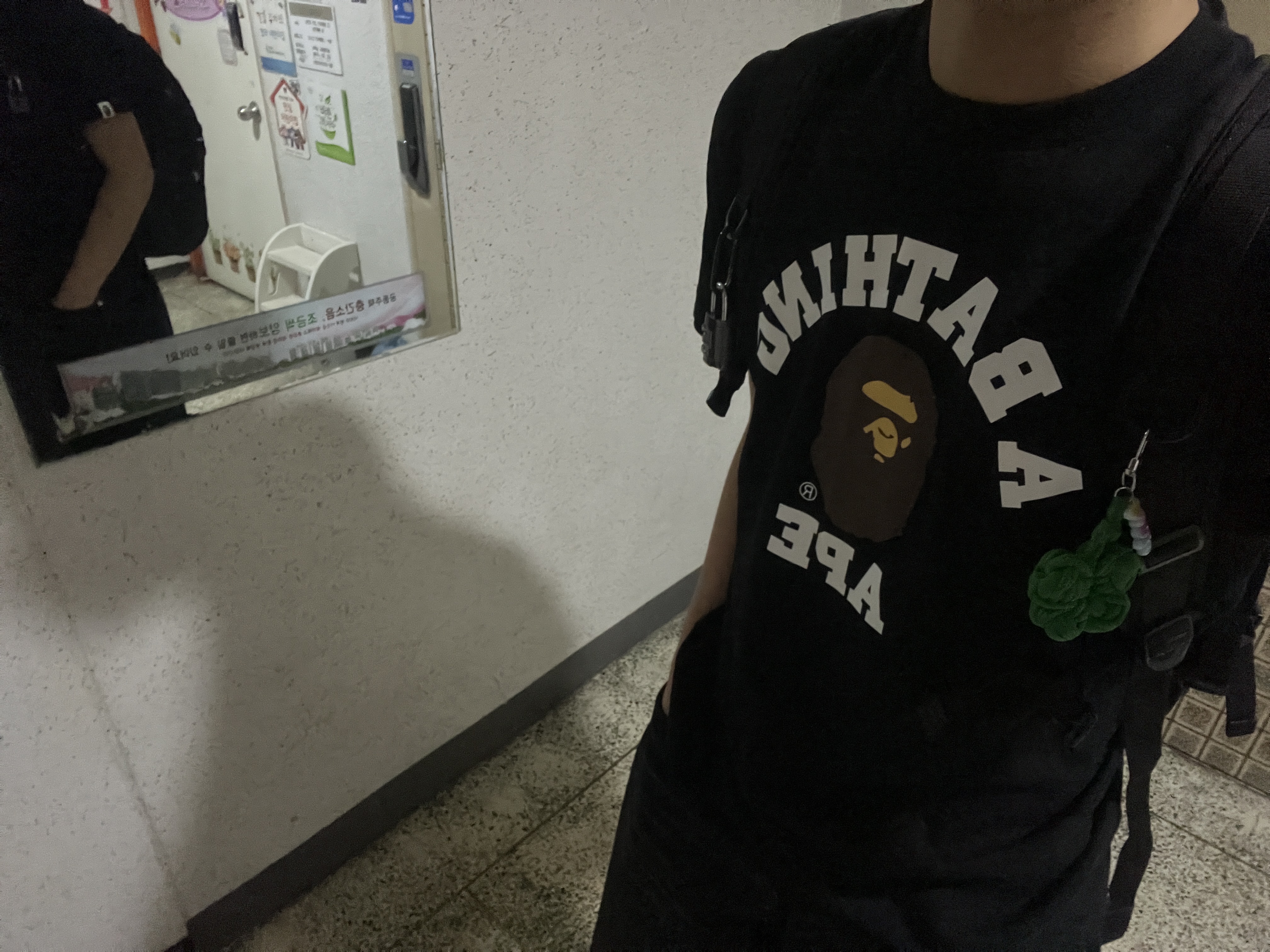 BAPE College T-Shirt Black 착용 스타일