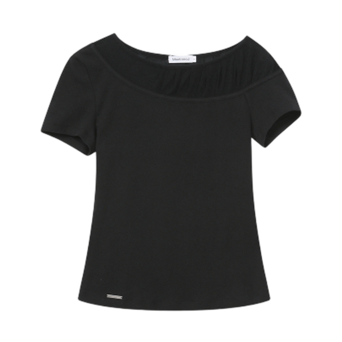 (W) 미세키서울 시어 셔링 레이어드 탑 블랙((W) Miseki Seoul Sheer Shirring Layered Top Black)