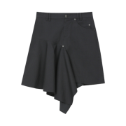 (W) Miseki Seoul One Side Draped Midi Skirt Charcoal