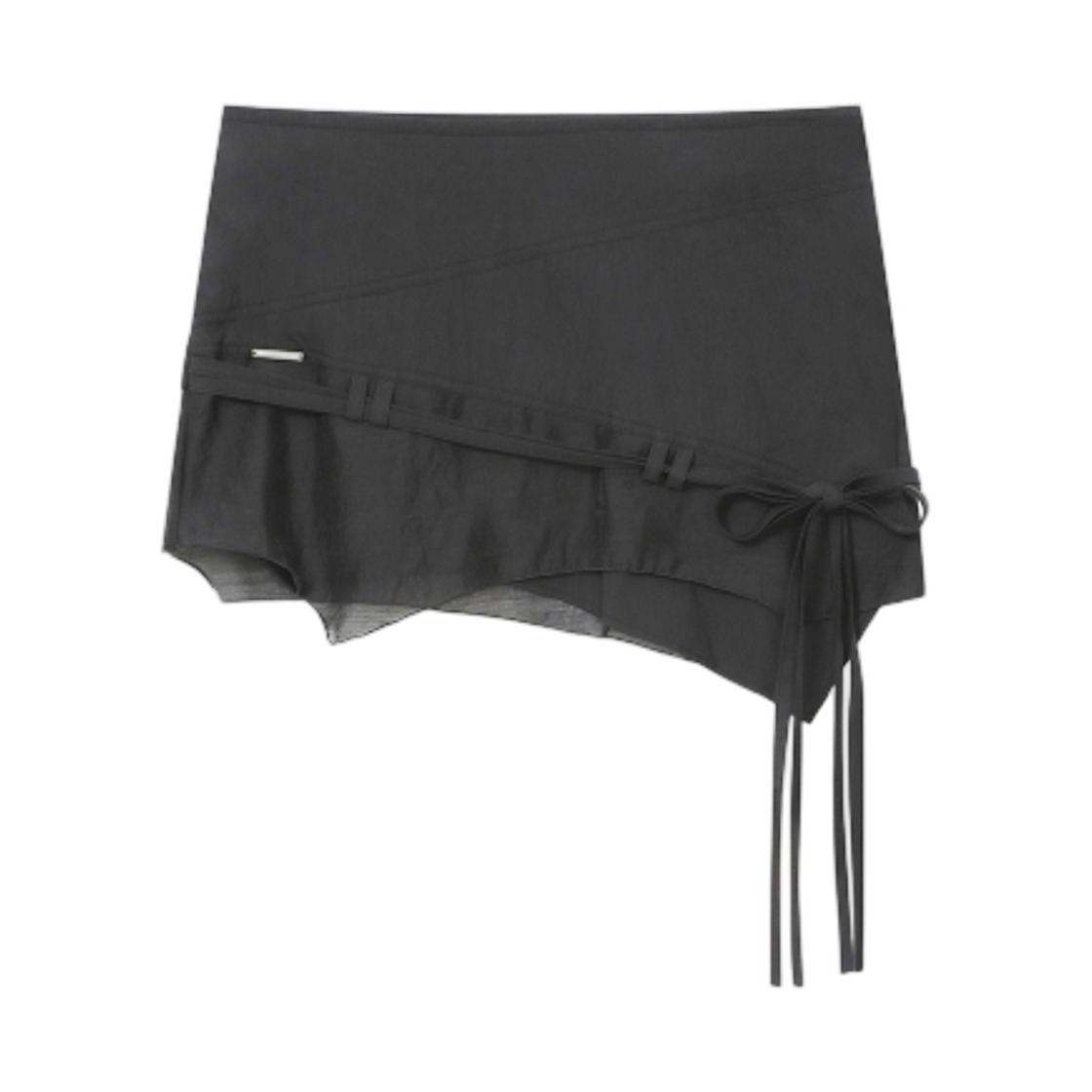 (W) 미세키서울 다이애그널 시어 스트링 미니 스커트 차콜((W) Miseki Seoul Diagonal Sheer String Mini Skirt Charcoal)