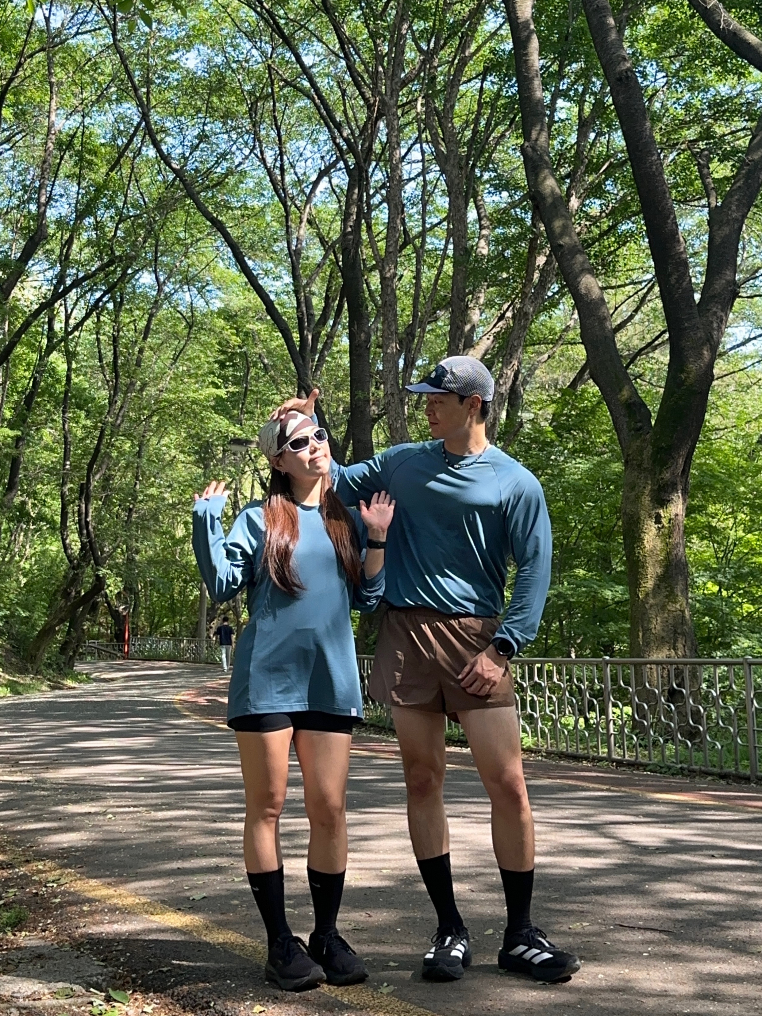 Cayl Logo Air Long Sleeve Foggy Blue, (W) Nike Foam Shorts Black Smoke Grey - Asia 착용 스타일 - 3