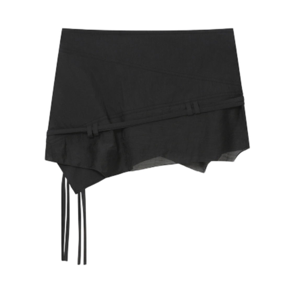(W) 미세키서울 다이애그널 시어 스트링 미니 스커트 블랙((W) Miseki Seoul Diagonal Sheer String Mini Skirt Black) - 2