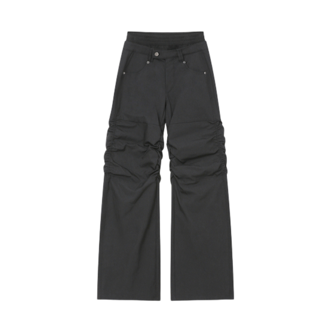 (W) 미세키서울 립드 레이어드 셔링 팬츠 차콜((W) Miseki Seoul Ribbed Layered Shirring Pants Charcoal)
