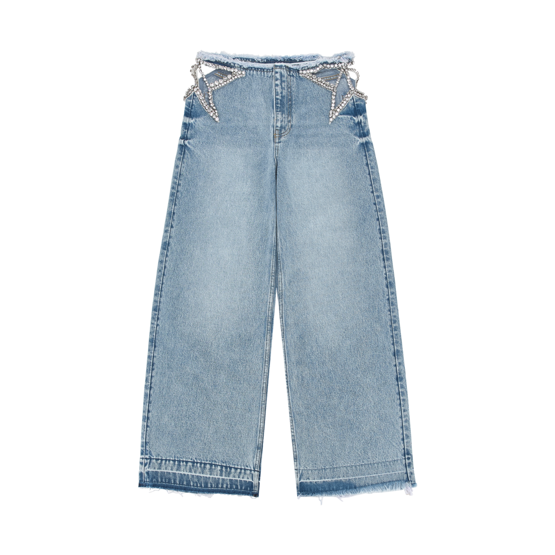 (W) 에이치앤엠 x 스텔라 맥카트니 크리스탈 스타 스트레이트 레그 진 라이트 데님 블루((W) H&M x Stella McCartney Crystal Star Straight Leg Jeans Light Denim Blue) - 1