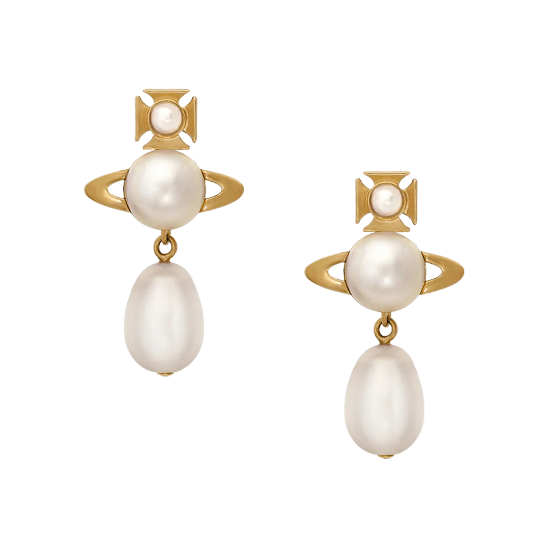 62020104-02R107 (W) Vivienne Westwood Inass Pearl Earrings Gold