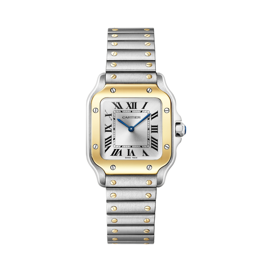 까르띠에 산토스 드 워치 34.5mm 스몰 오토매틱 옐로우 골드 스틸 메탈 브레이슬릿(Cartier Santos de Watch 34.5mm Small Automatic Yellow Gold Steel Metal Bracelet) - 1